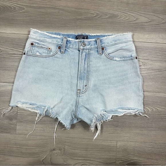 Abercrombie Light Wash Annie High Rise Denim Shorts Size 28 - Picture 1 of 5